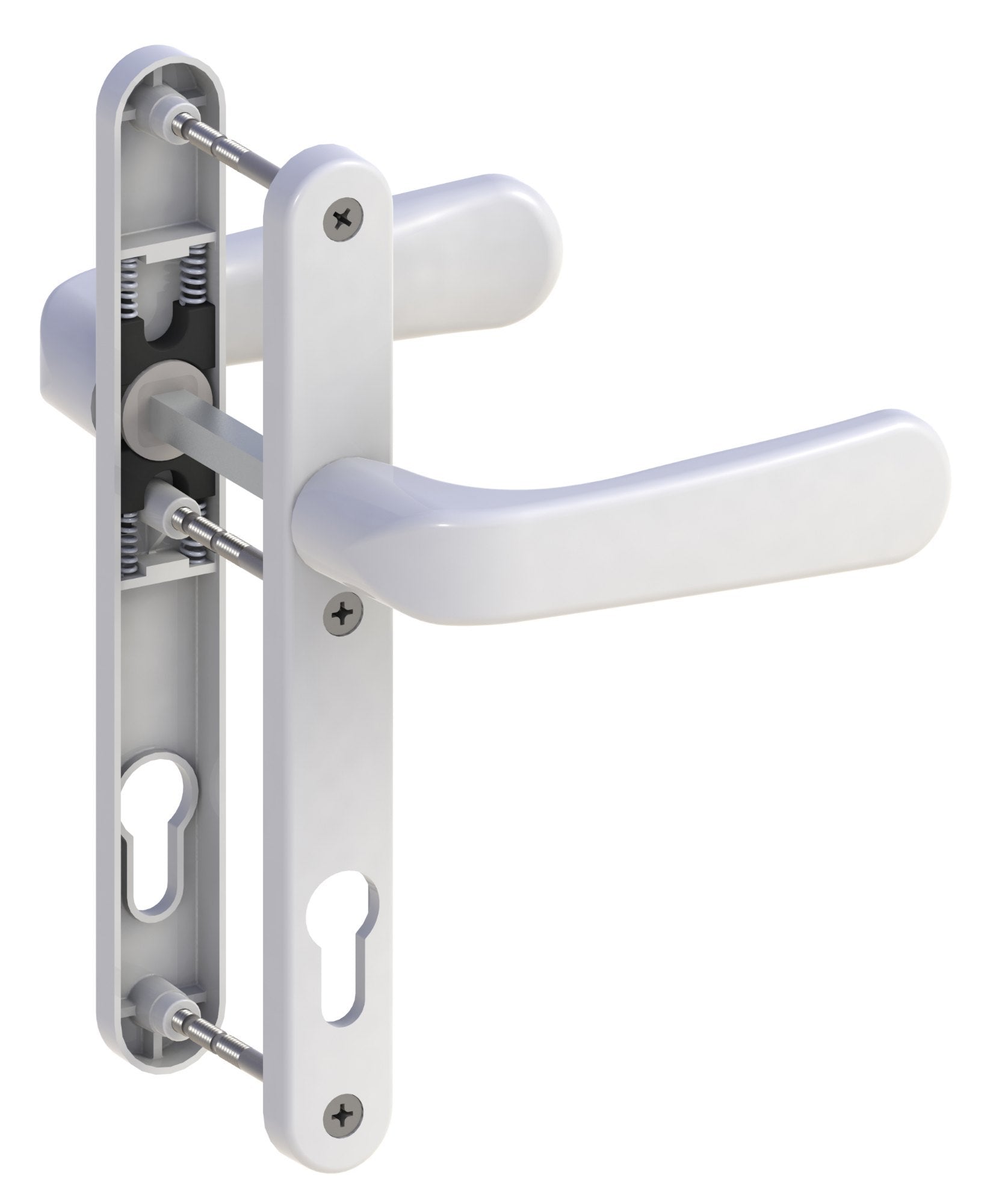 🚪 UPVC Door Handle Set — Lever/Lever with Euro Cylinder Hole & Multipoint Lock Backplate (White)